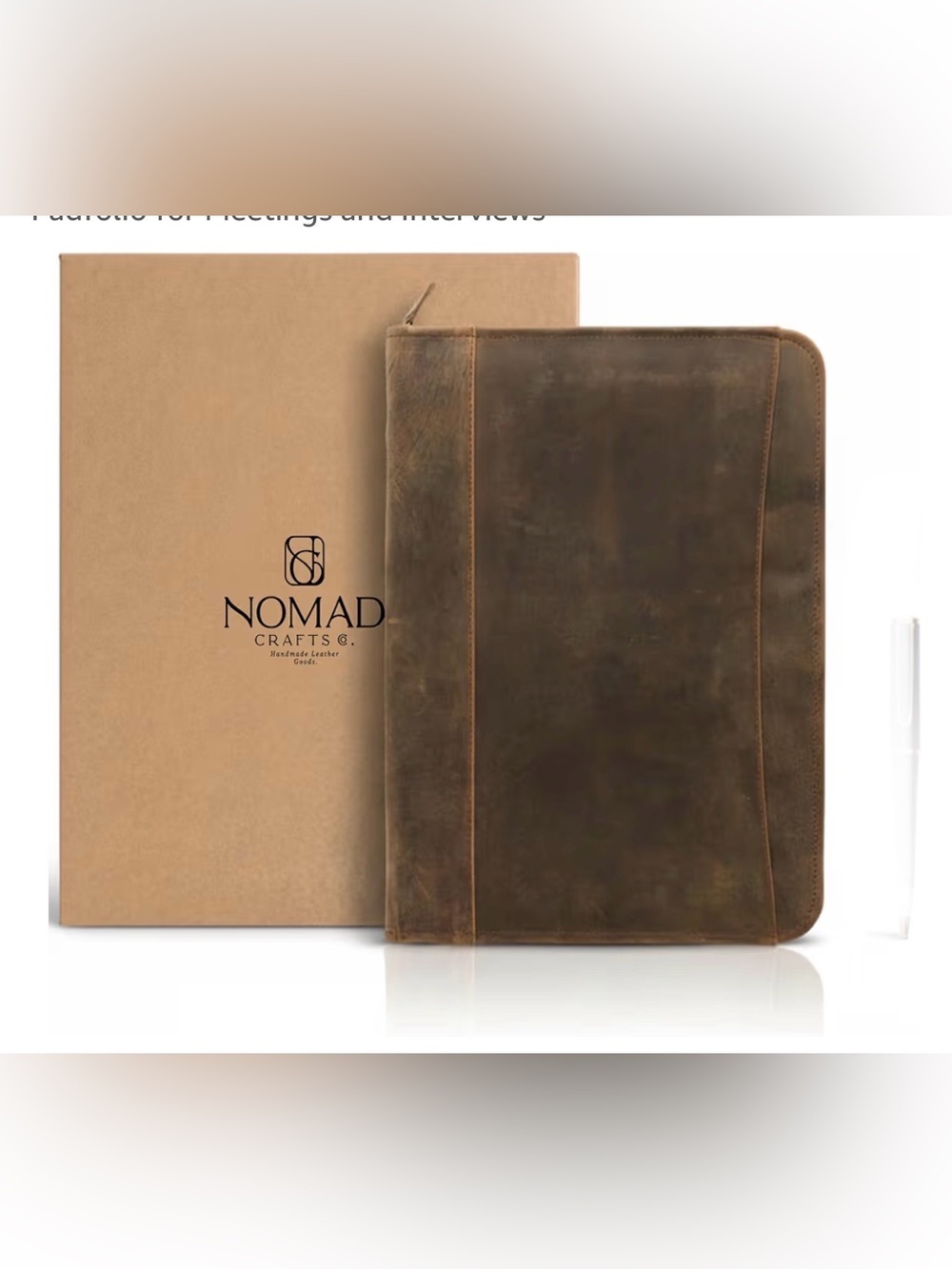 Leather Padfolio with Zipper – Business Portfolio